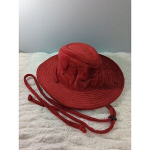 Cowboy Hat Red Velour With Chin Strap‎ Vintage One Size